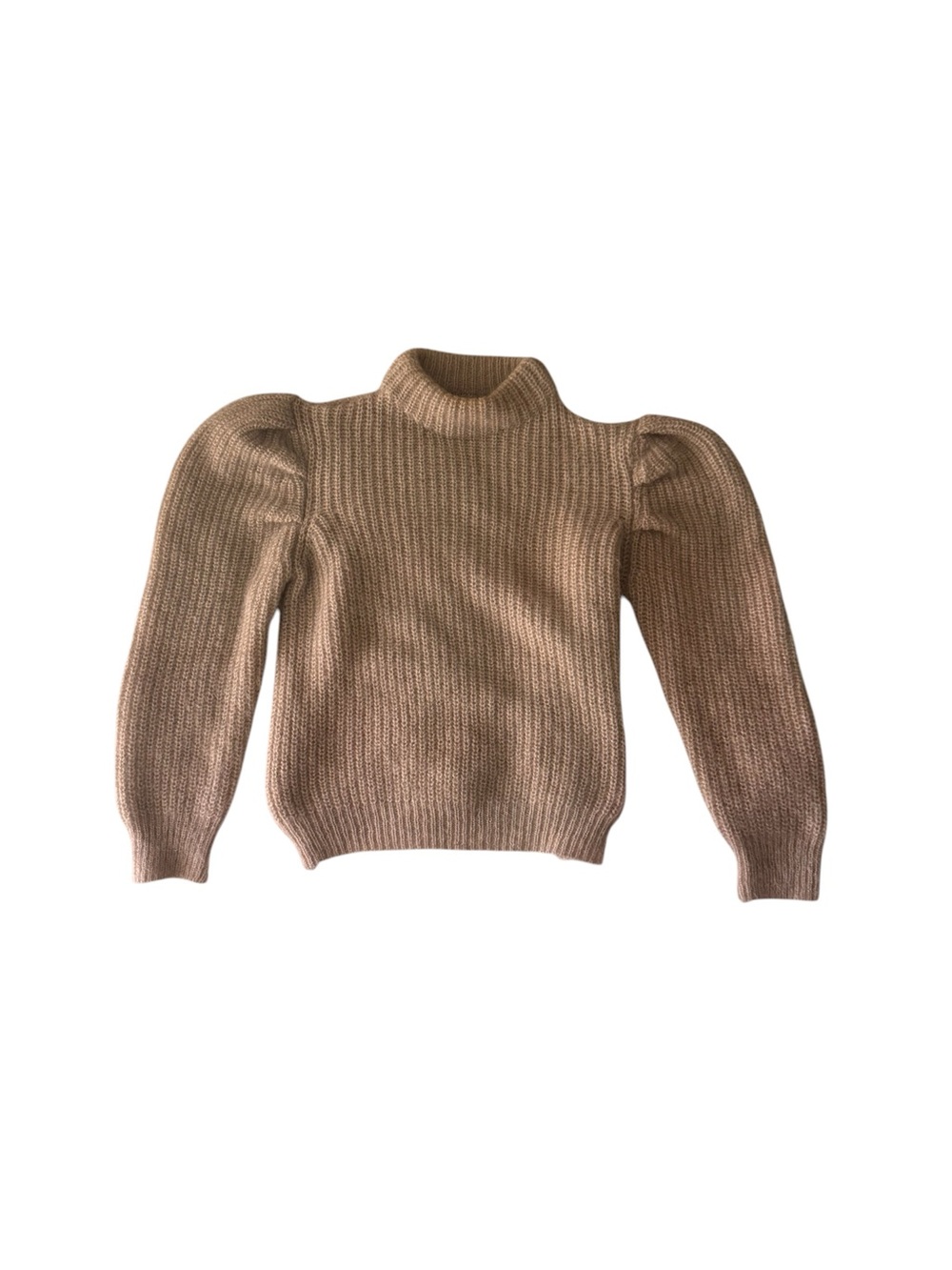 Zara Girls Puff-Sleeve Knit Sweater in Taupe